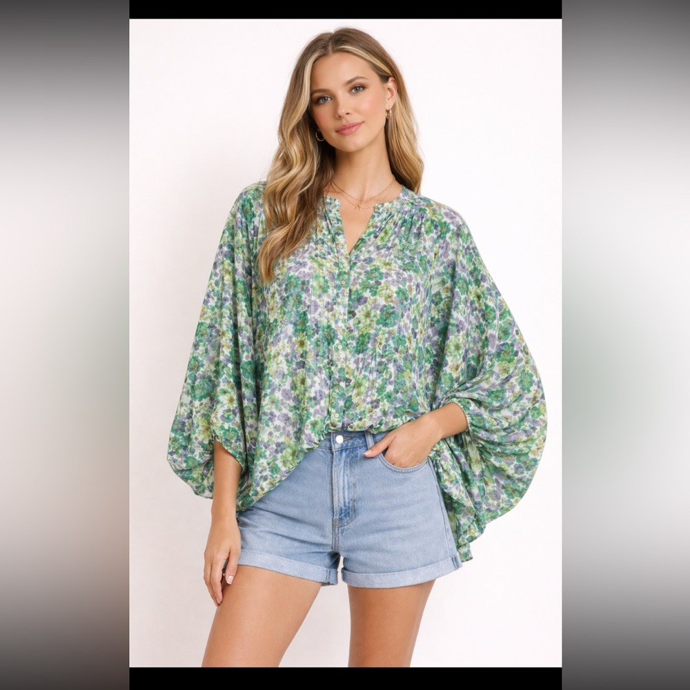 Talulah Green and Purple formal Women's Top